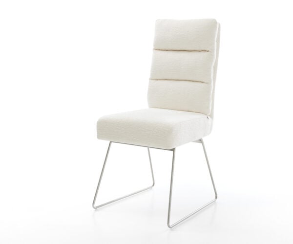 Jedálenská stolička Pela-Flex bouclé mäkký béžová tenká podstava nerezová oceľ vrecková pružina