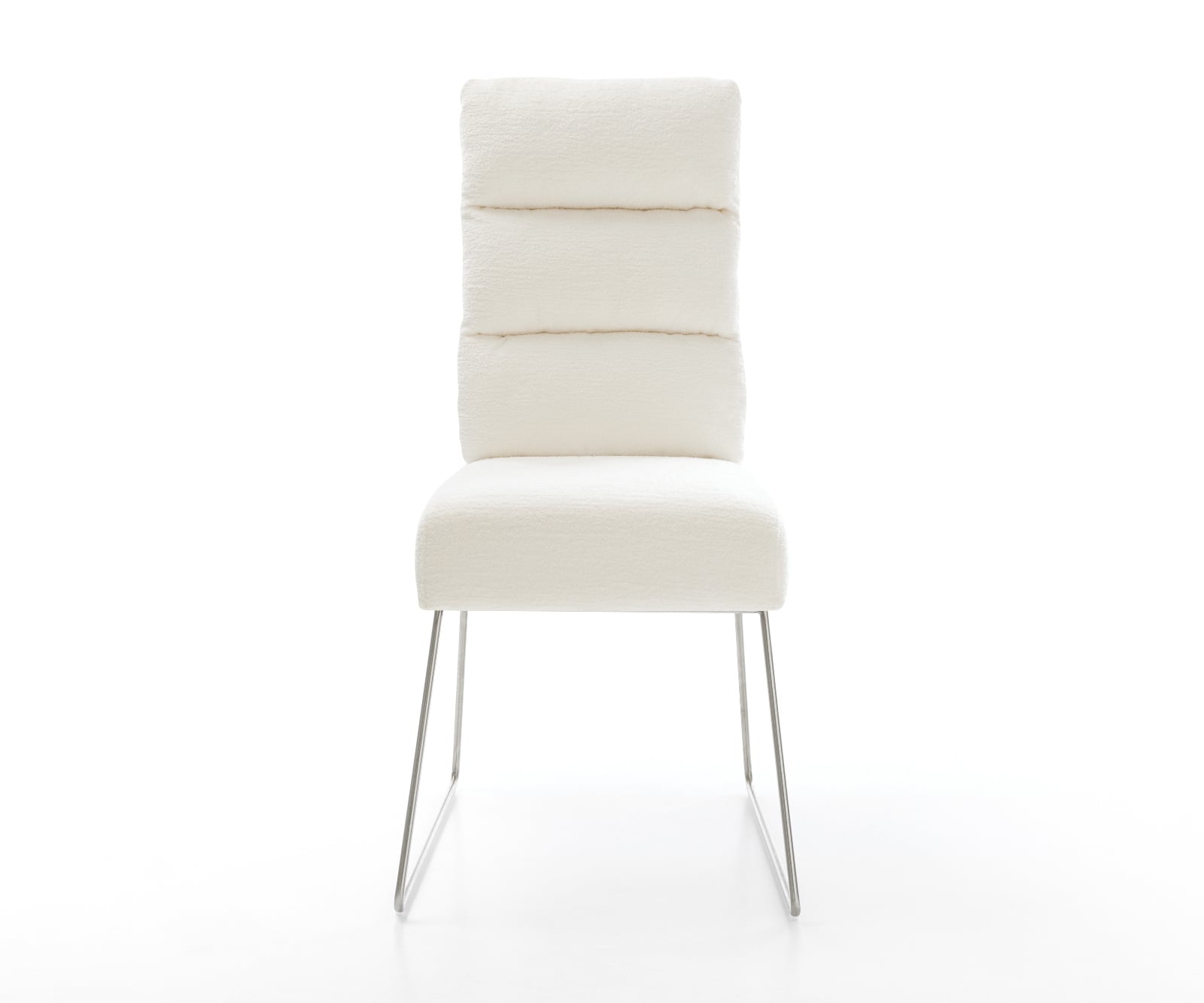 Jedálenská stolička Pela-Flex bouclé mäkký béžová tenká podstava nerezová oceľ vrecková pružina - Image 2