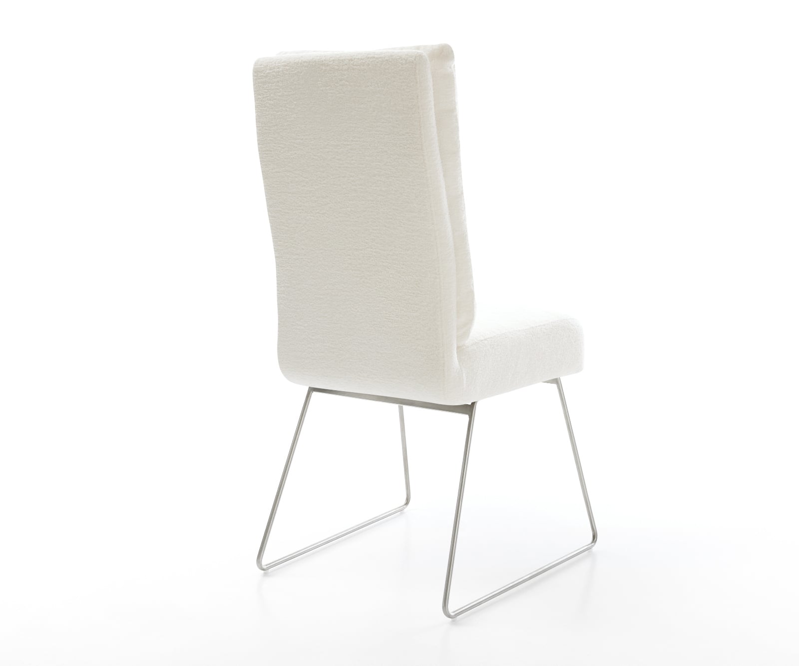 Jedálenská stolička Pela-Flex bouclé mäkký béžová tenká podstava nerezová oceľ vrecková pružina - Image 5