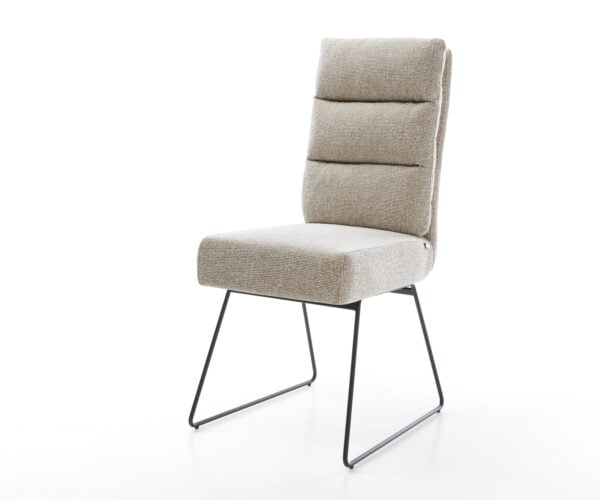 Jedálenská stolička Pela-Flex tkanina mäkký béžová tenká podstava čierna vrecková pružina