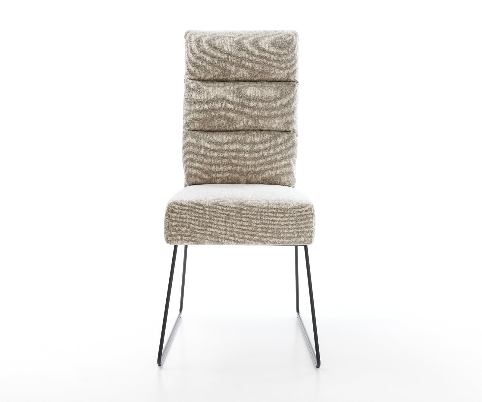 Jedálenská stolička Pela-Flex tkanina mäkký béžová tenká podstava čierna vrecková pružina - Image 2