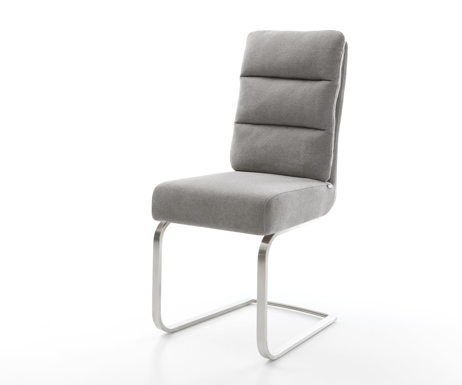 Konzolová jedálenská stolička Pela-Flex štruktúrovaná látka mäkká sivá konzolová jedálenská stolička plochá nerezová oceľ vrecková pružina