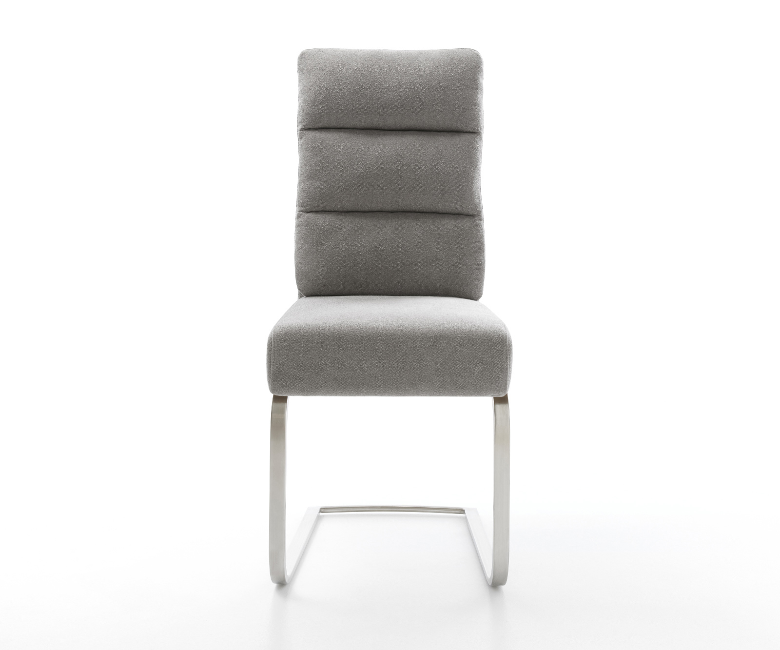 Konzolová jedálenská stolička Pela-Flex štruktúrovaná látka mäkká sivá konzolová jedálenská stolička plochá nerezová oceľ vrecková pružina - Image 2