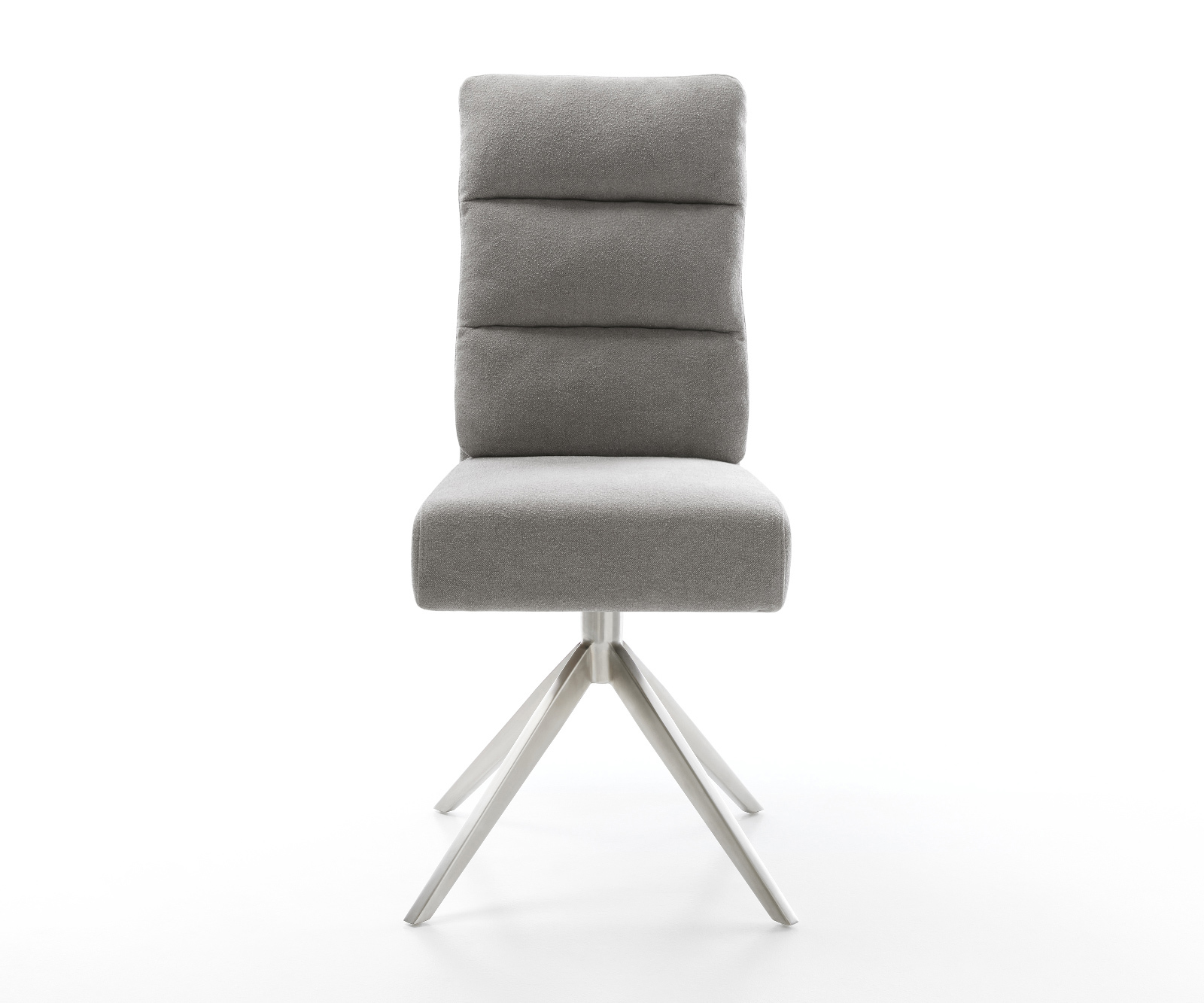 Jedálenská stolička Pela-Flex texturovaná látka mäkký sivá krížová podstava široká nerezová oceľ 360° otočný hojdacia funkcia vrecková pružina - Image 2