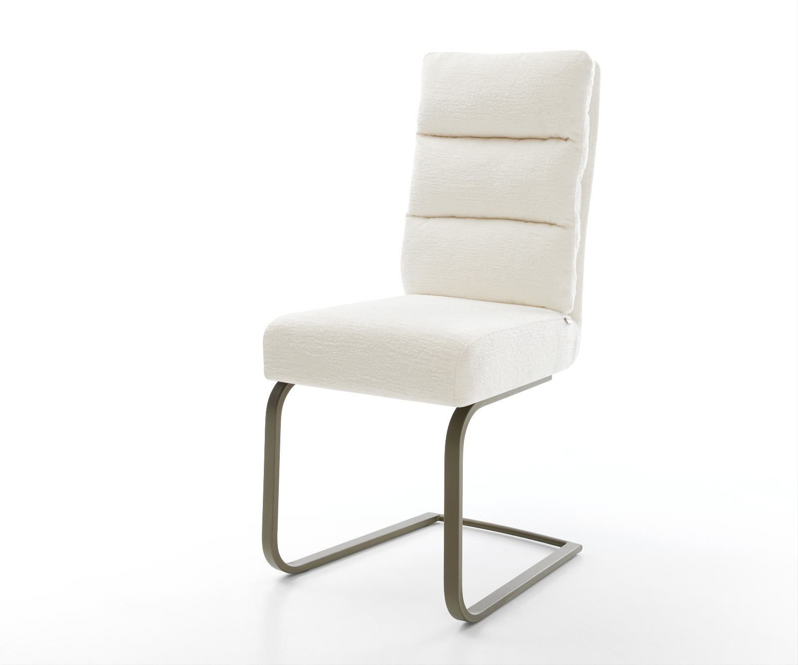 Konzolová jedálenská stolička Pela-Flex bouclé mäkký béžová konzolová jedálenská stolička plochý titánová farba vrecková pružina