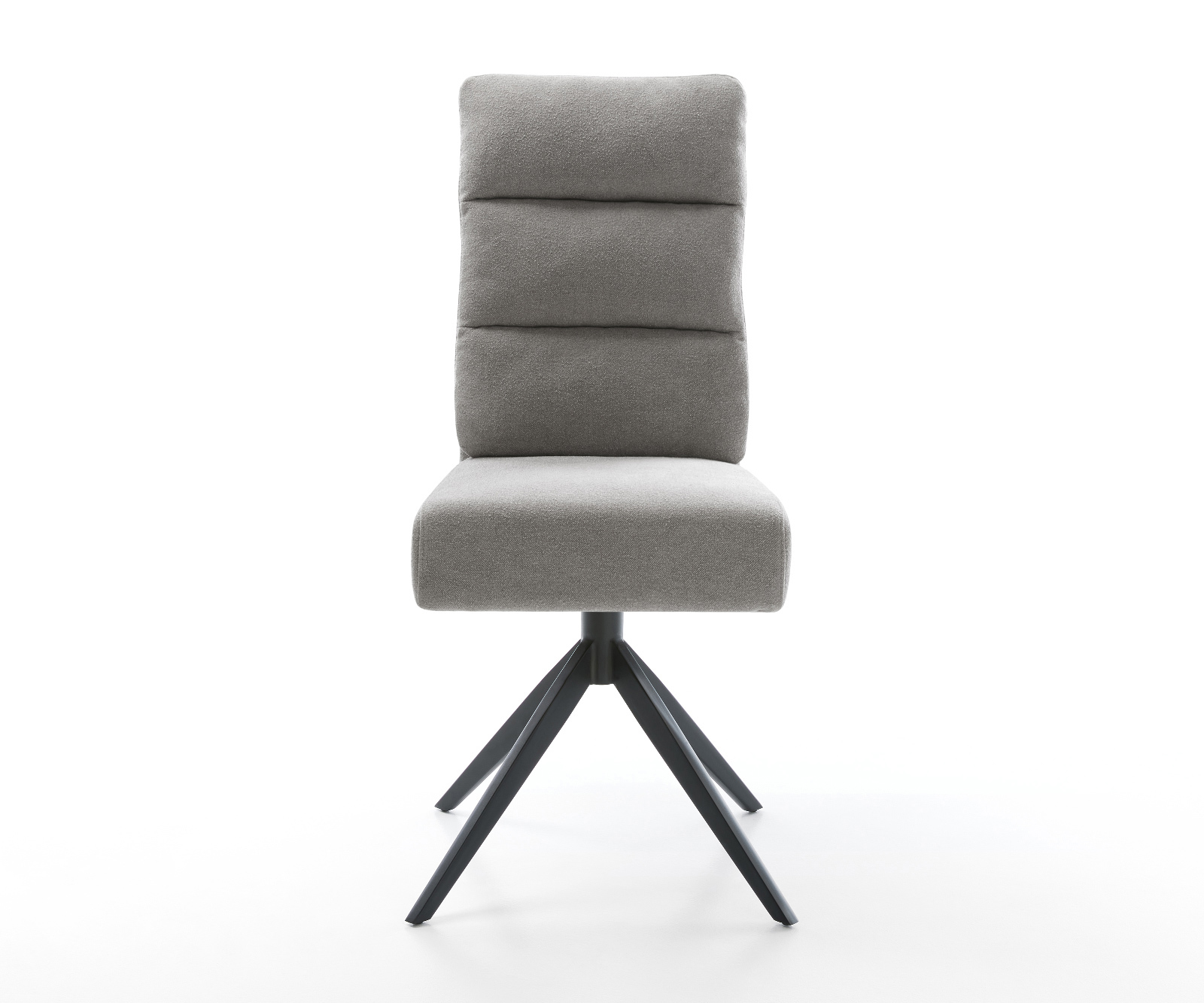 Jedálenská stolička Pela-Flex texturovaná látka mäkký sivá krížová podstava široká čierna 360° otočná hojdacia funkcia vrecková pružina - Image 2