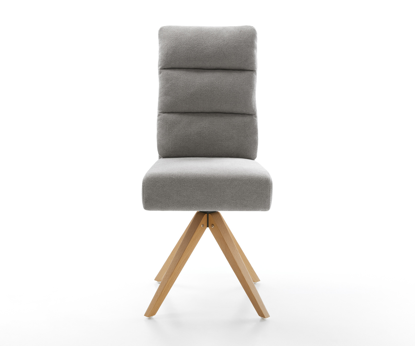 Jedálenská stolička Pela-Flex texturovaná látka mäkký sivá drevená podstava hranatá prírodná 180° otočný vrecková pružina - Image 2