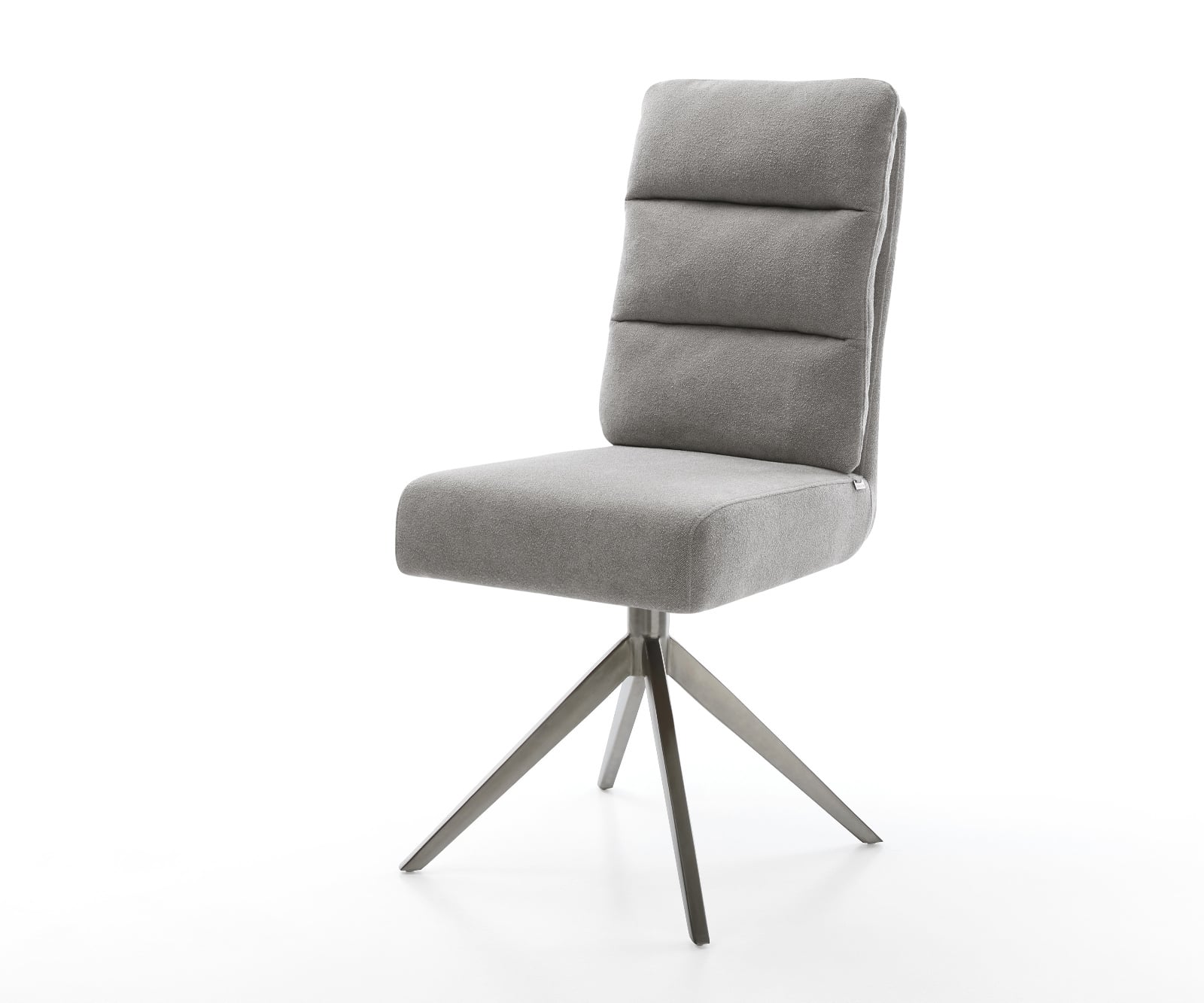 Jedálenská stolička Pela-Flex texturovaná látka mäkký sivá krížová podstava široká grafitová 360° otočná hojdacia funkcia vrecková pružina