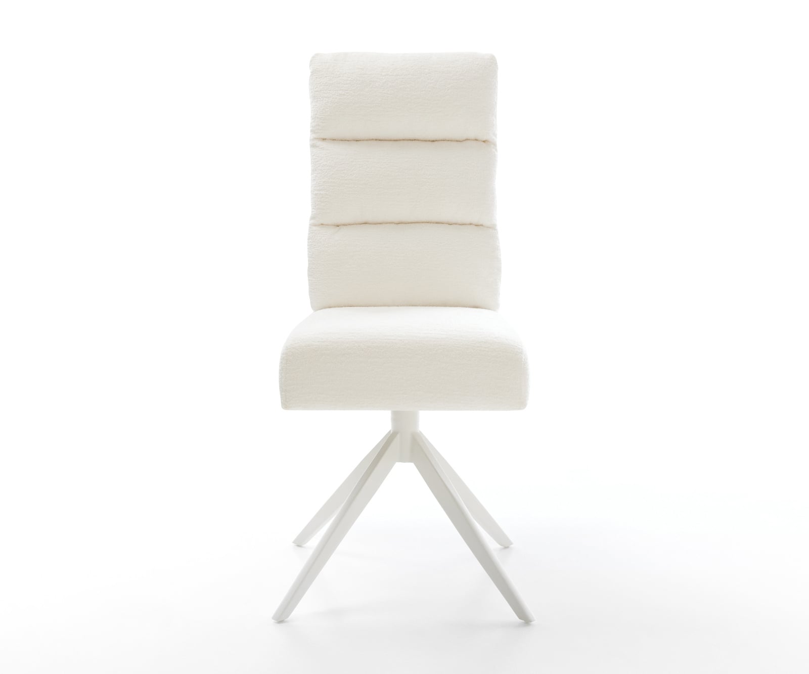 Jedálenská stolička Pela-Flex bouclé mäkký béžová krížová podstava široká biela 360° otočná hojdacia funkcia vrecková pružina - Image 2
