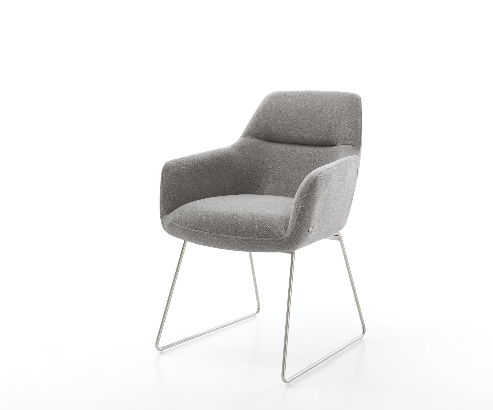 Jedálenská stolička Pejo-Flex štruktúrovaná látka mäkký sivá tenká podstava nerezová oceľ vrecková pružina