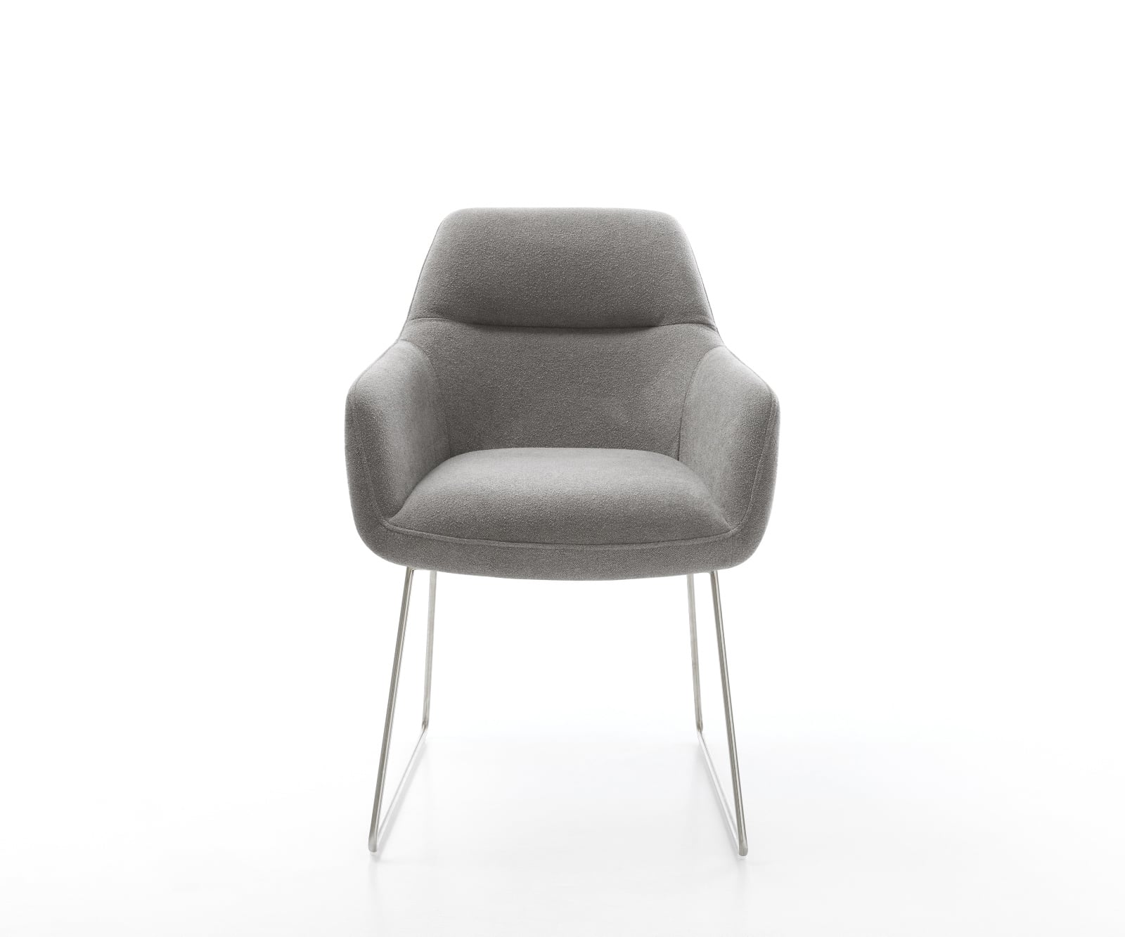 Jedálenská stolička Pejo-Flex štruktúrovaná látka mäkký sivá tenká podstava nerezová oceľ vrecková pružina - Image 2