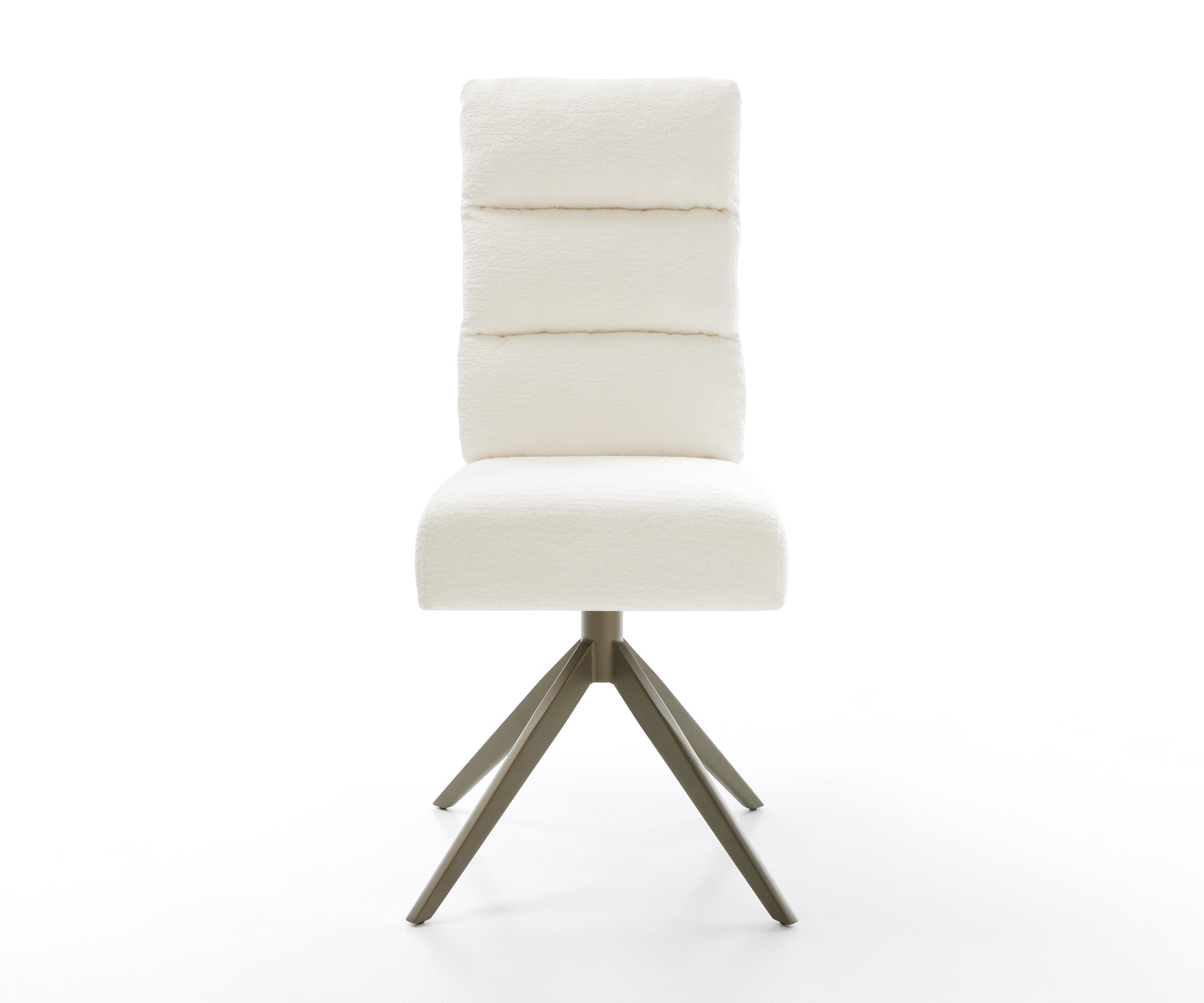 Jedálenská stolička Pela-Flex bouclé mäkký béžová krížová podstava široká titánová farba 360° otočný hojdacia funkcia vrecková pružina - Image 2