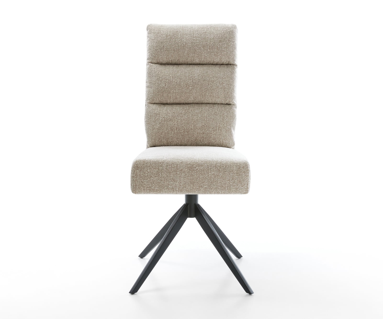 Jedálenská stolička Pela-Flex tkanina mäkký béžová krížová podstava široká čierna 360° otočný hojdacia funkcia vrecková pružina - Image 2