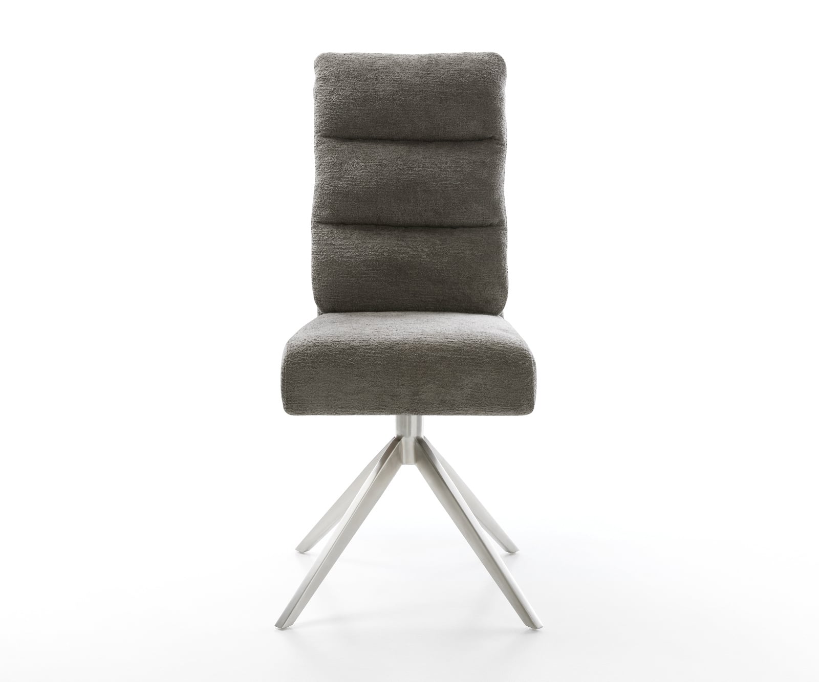 Jedálenská stolička Pela-Flex bouclé mäkký tmavobéžová krížová podstava široká nerezová oceľ 360° otočný hojdacia funkcia vrecková pružina - Image 2