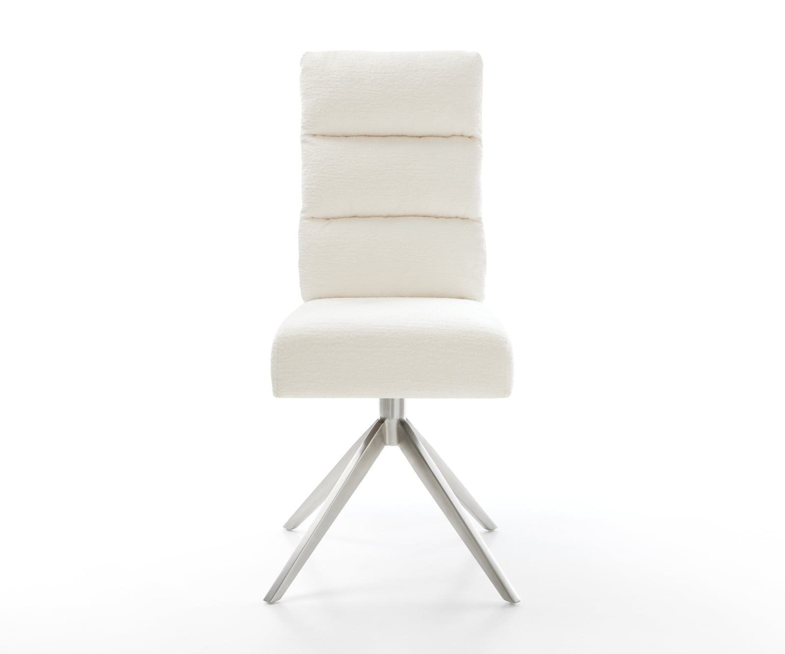 Jedálenská stolička Pela-Flex bouclé mäkký béžová krížová podstava široká nerezová oceľ 360° otočný hojdacia funkcia vrecková pružina - Image 2