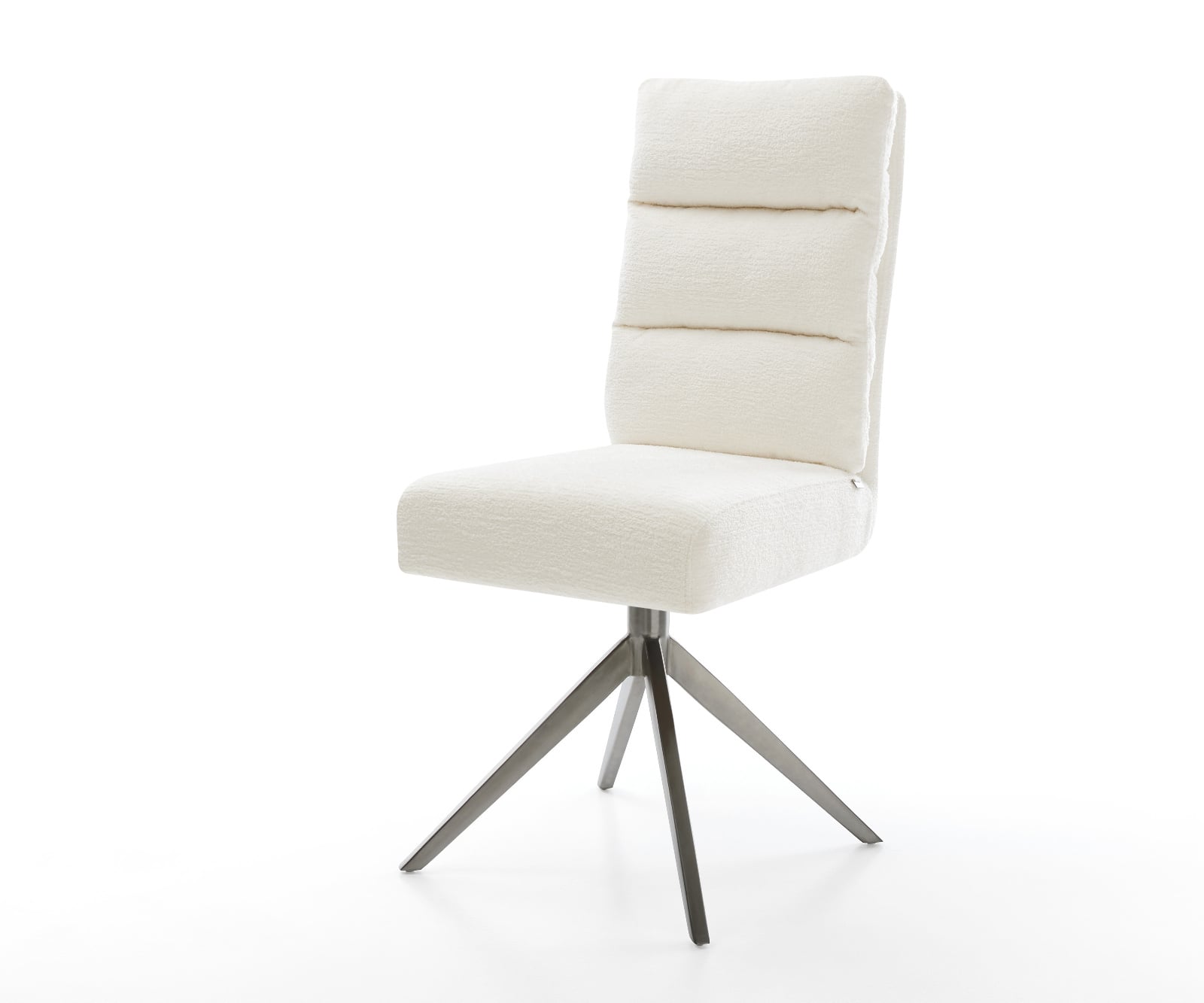 Jedálenská stolička Pela-Flex bouclé mäkký béžová krížová podstava široká grafitová 360° otočná hojdacia funkcia vrecková pružina