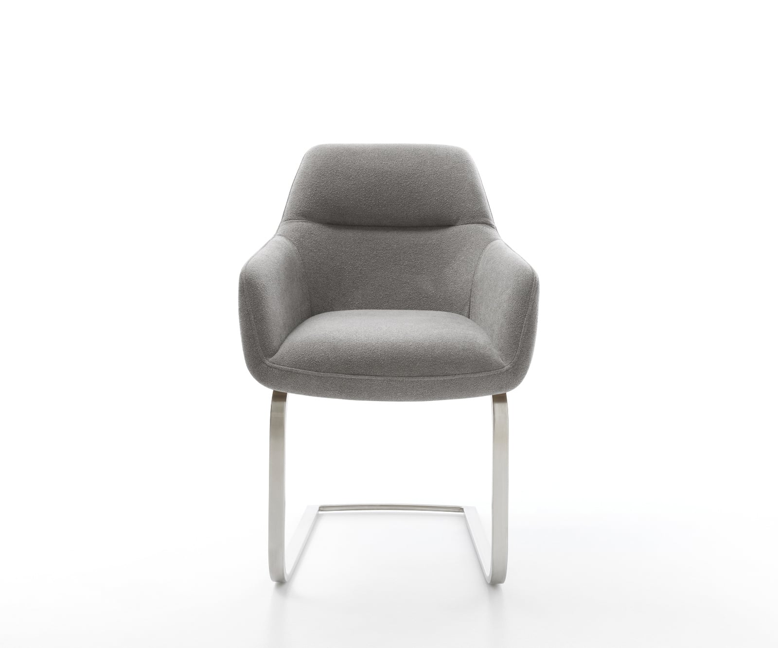 Konzolová jedálenská stolička Pejo-Flex štruktúrovaná látka mäkký sivá konzolová jedálenská stolička plochý nerezová oceľ vrecková pružina - Image 2