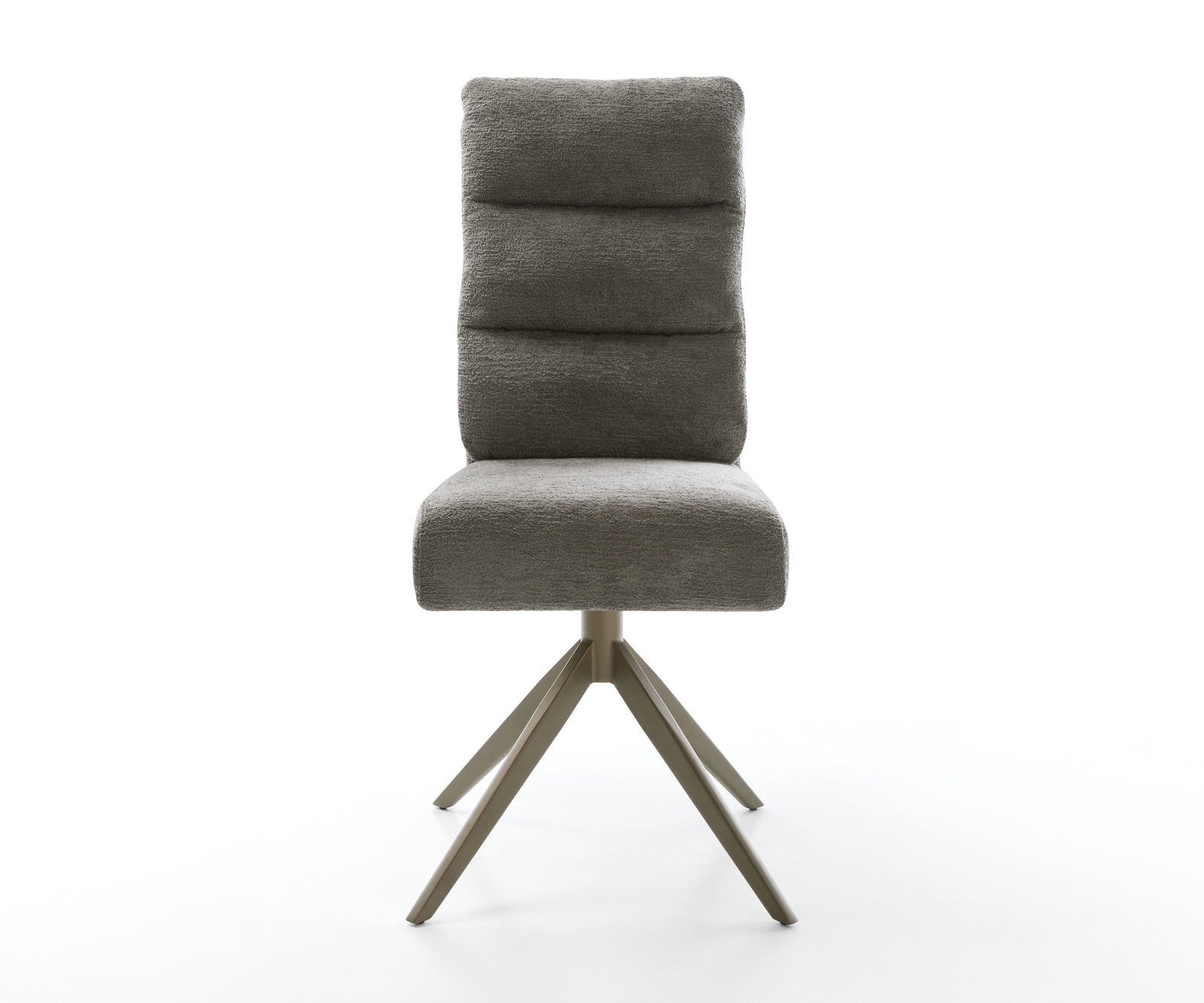 Jedálenská stolička Pela-Flex bouclé mäkký tmavobéžová krížová podstava široká titánová farba 360° otočný hojdacia funkcia vrecková pružina - Image 2