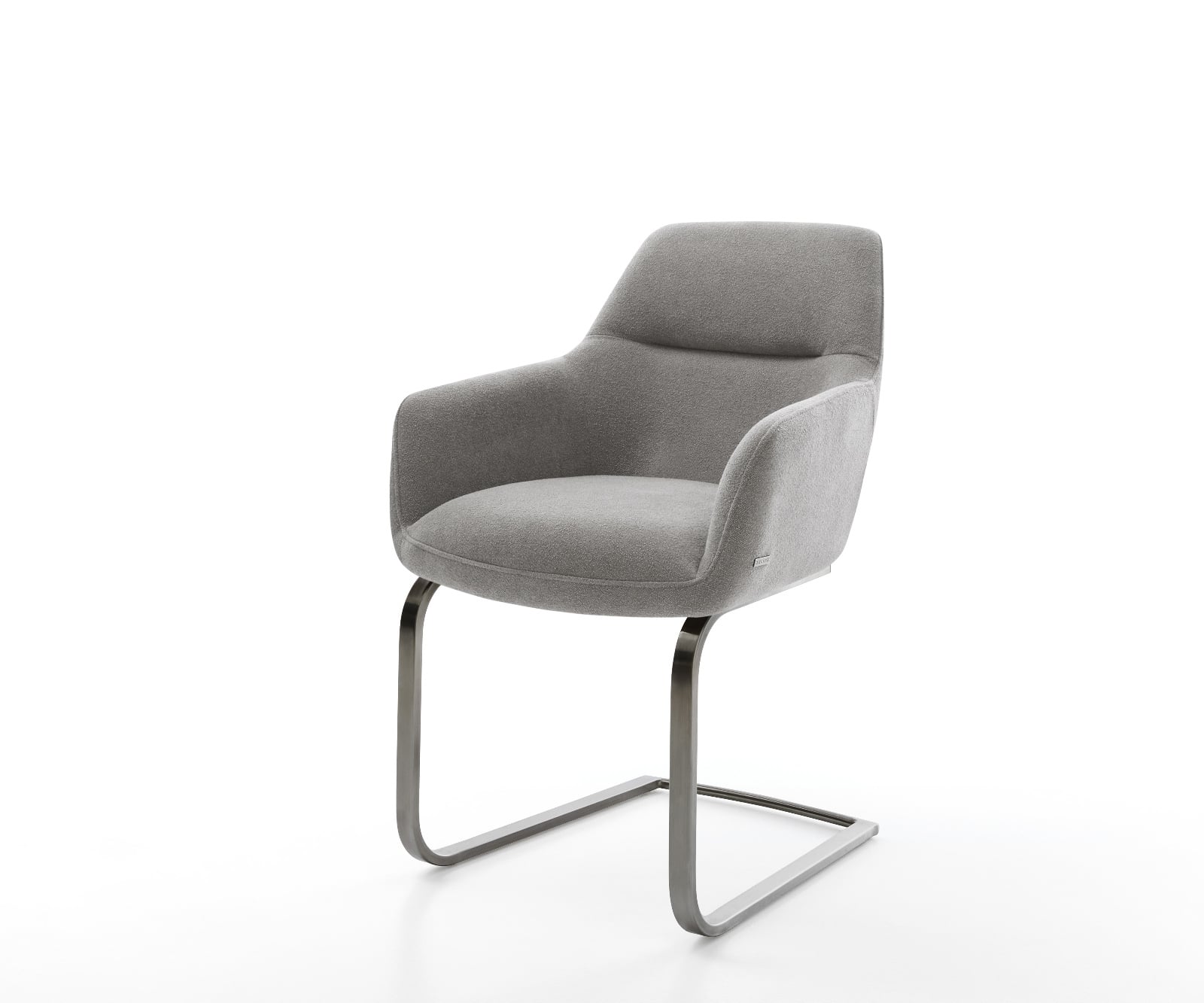 Konzolová jedálenská stolička Pejo-Flex štruktúrovaná látka mäkká sivá konzolová jedálenská stolička plochá grafitová vrecková pružina