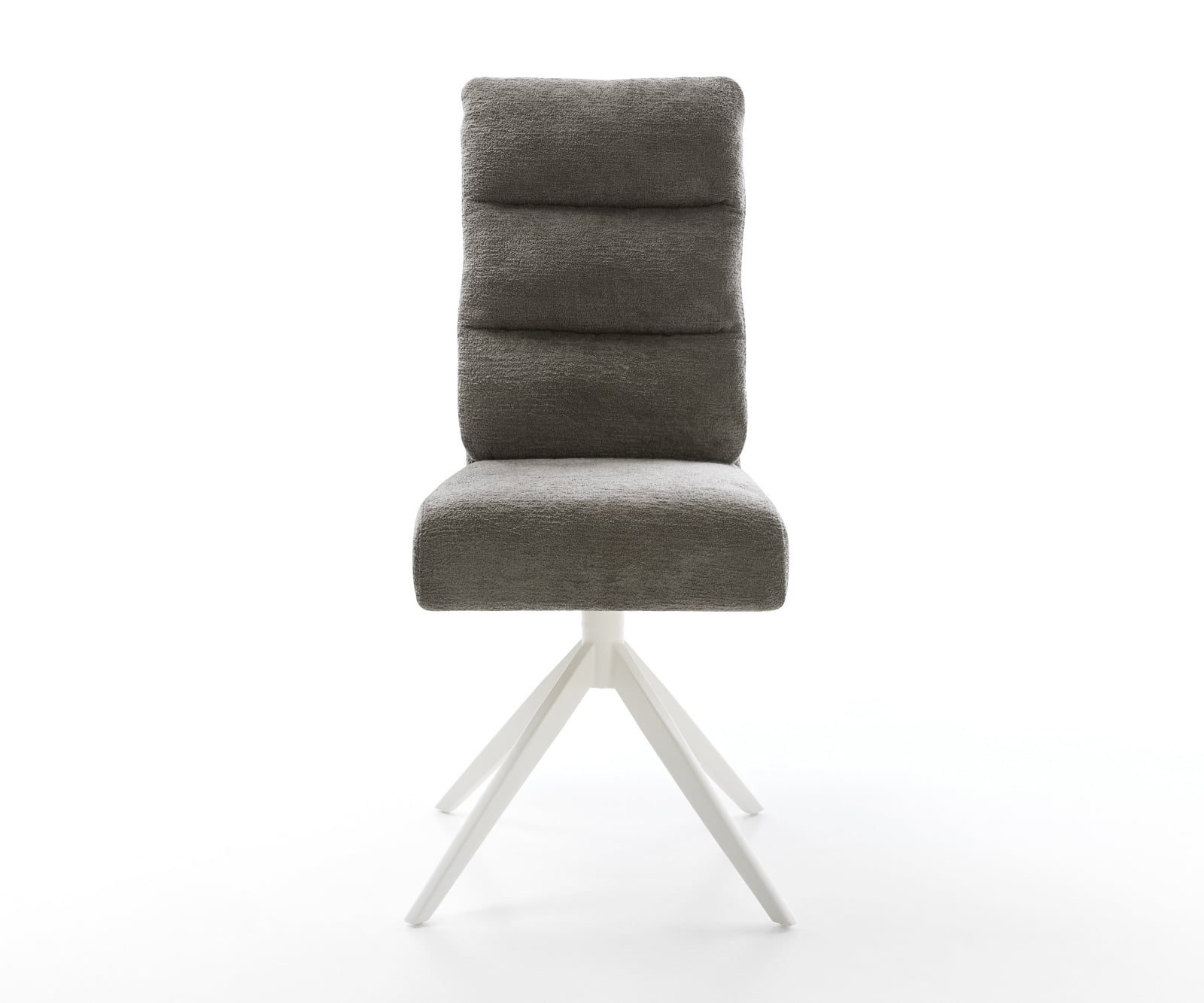 Jedálenská stolička Pela-Flex bouclé mäkký tmavobéžová krížová podstava široká biela 360° otočná hojdacia funkcia vrecková pružina - Image 2