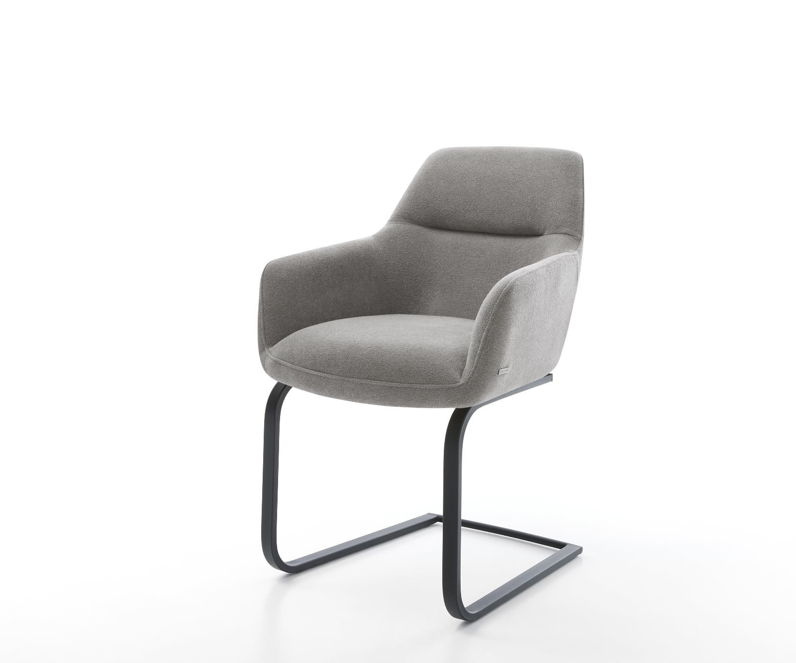 Konzolová jedálenská stolička Pejo-Flex texturovaná látka mäkký sivá konzolová jedálenská stolička plochá čierna vrecková pružina