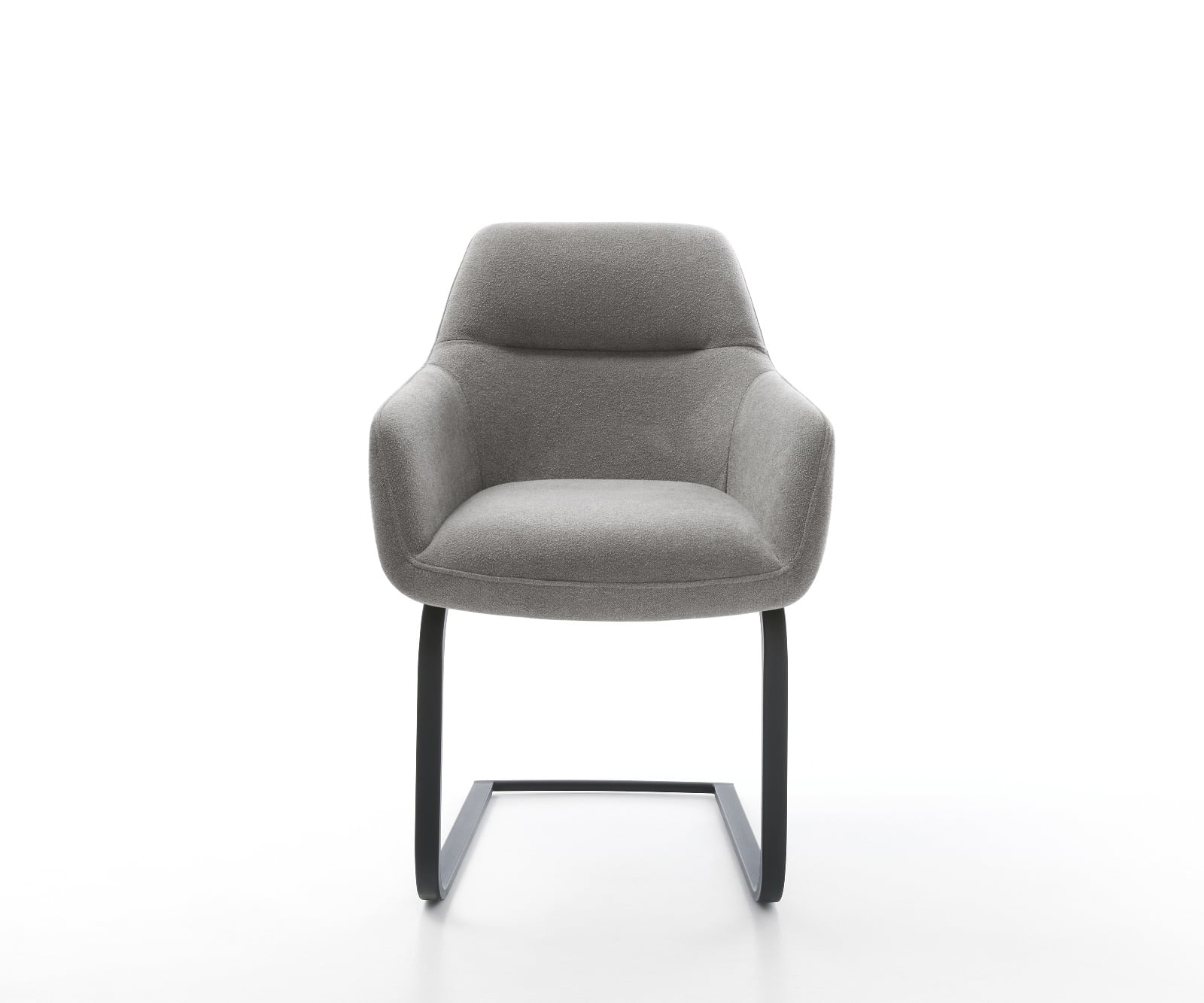 Konzolová jedálenská stolička Pejo-Flex texturovaná látka mäkký sivá konzolová jedálenská stolička plochá čierna vrecková pružina - Image 2