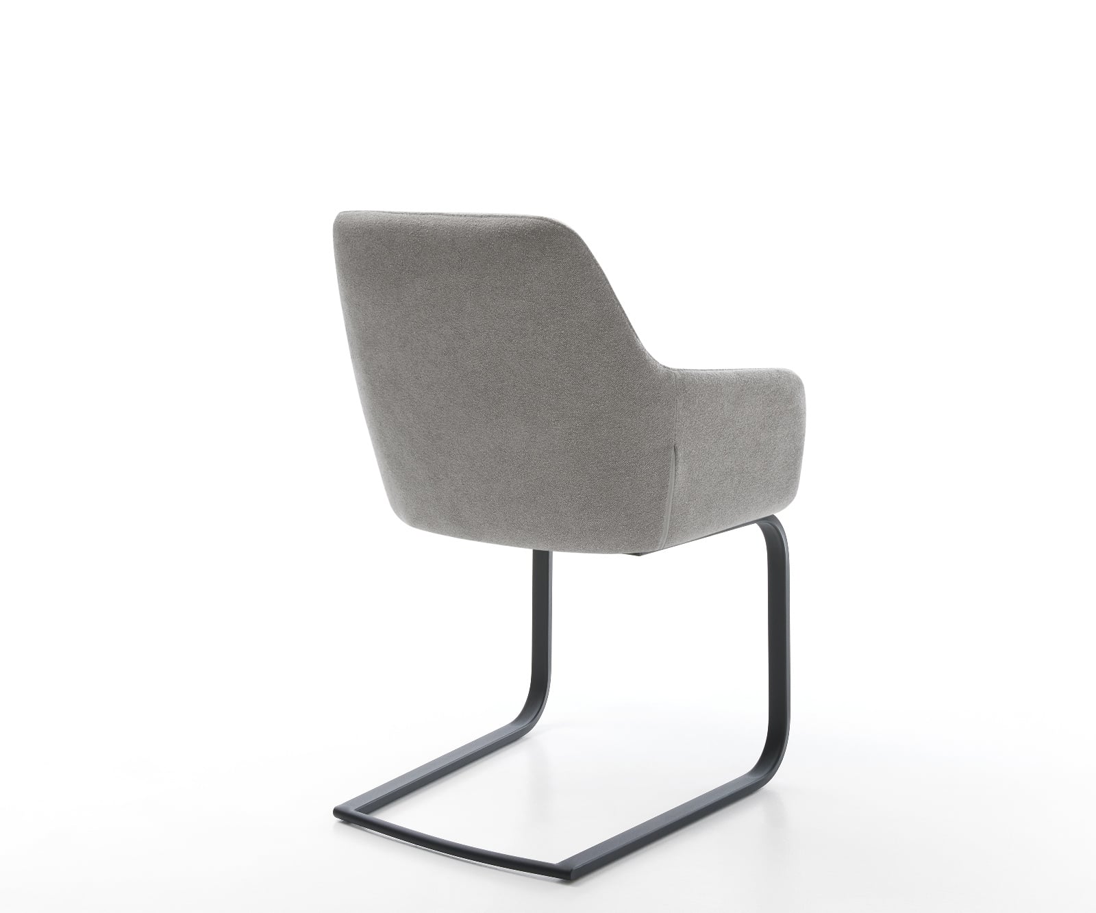 Konzolová jedálenská stolička Pejo-Flex texturovaná látka mäkký sivá konzolová jedálenská stolička plochá čierna vrecková pružina - Image 5