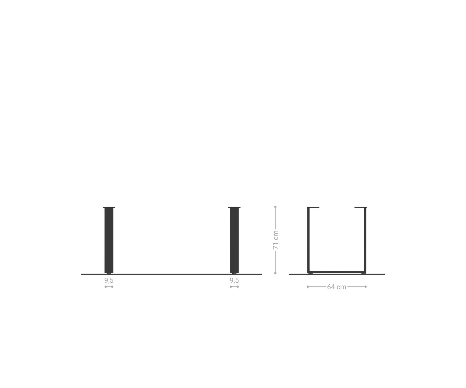Kovová podstava úzka 2-dielna sada čierna - Image 3