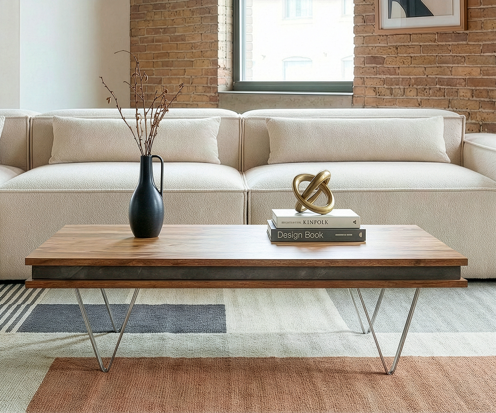 Dizajnový konferenčný stolík Stonegrace 117x60x25 cm akácia prírodná bridlica - Image 2