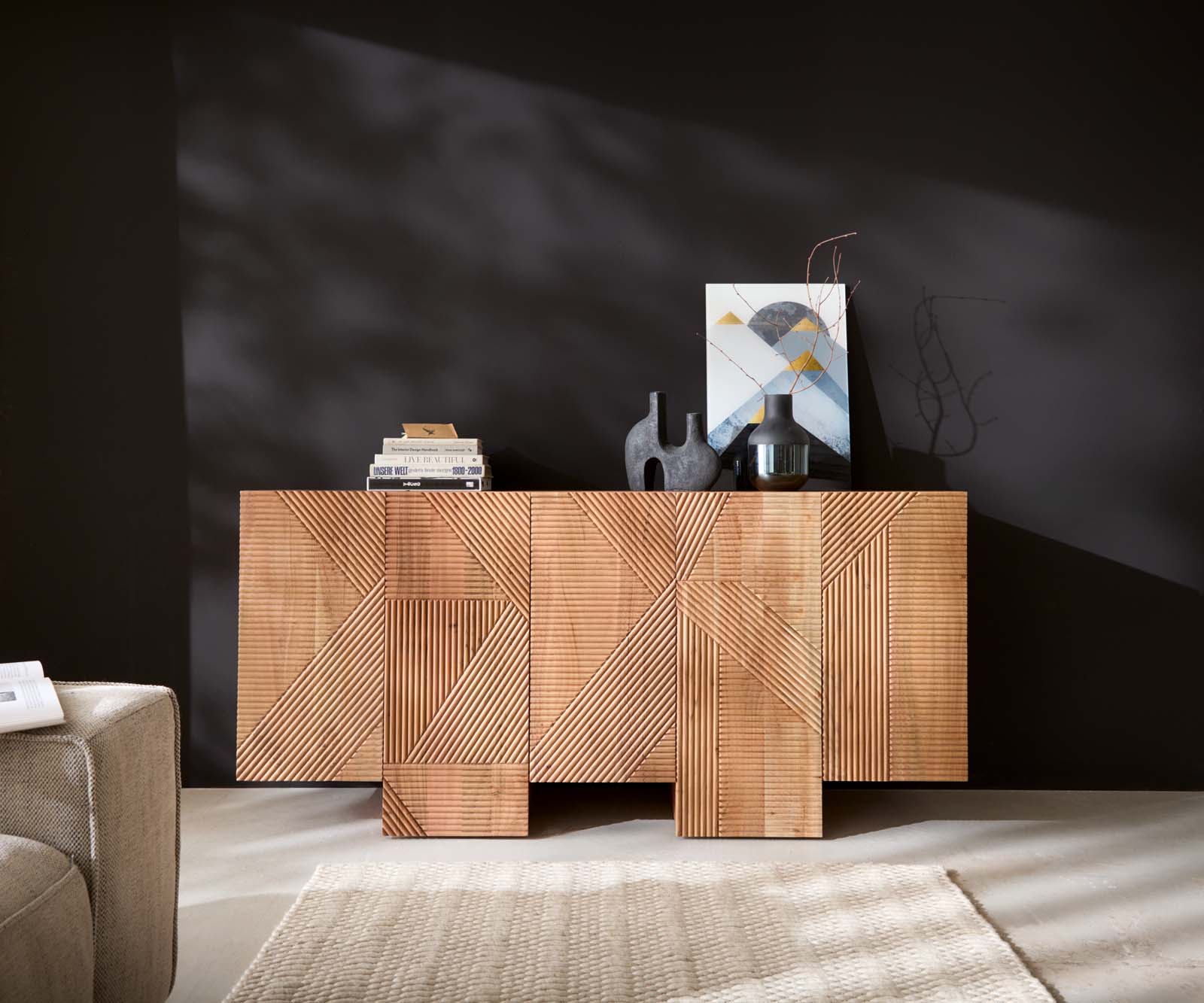 Komoda Naxxar 180 cm akácia prírodná 5 dvierka - Image 2