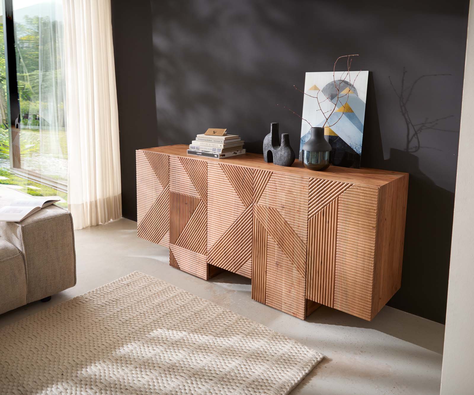 Komoda Naxxar 180 cm akácia prírodná 5 dvierka - Image 4