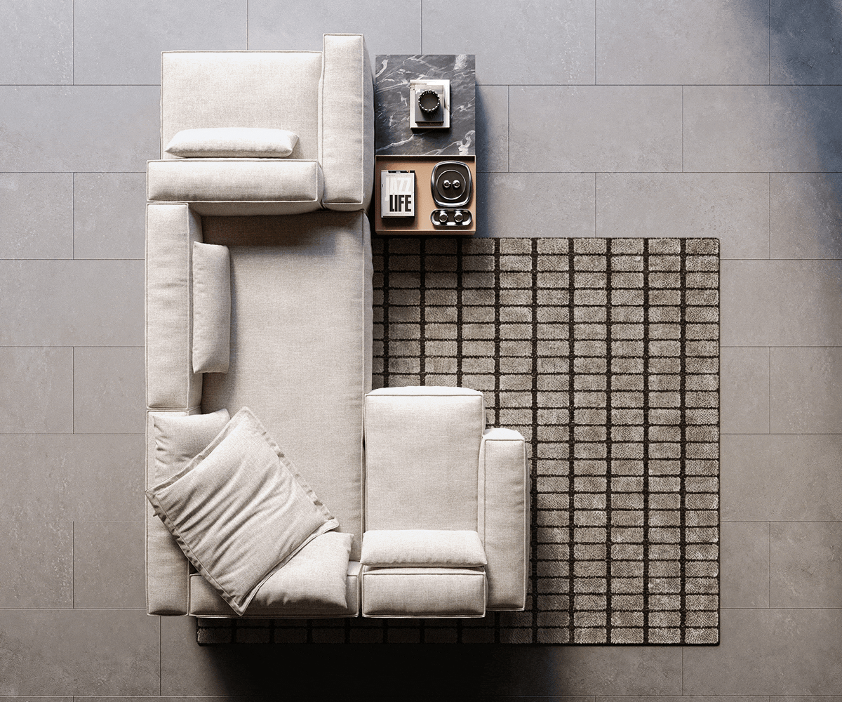 Pohovka v tvare U Freestyle 360x290 cm tkaná látka mäkká béžová lemovanie - Image 6