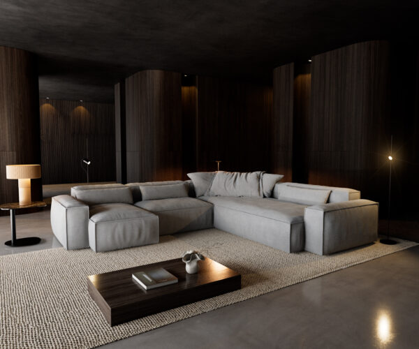 Pohovka v tvare U Freestyle 360x290 cm texturovaná látka mäkký sivá lemovanie