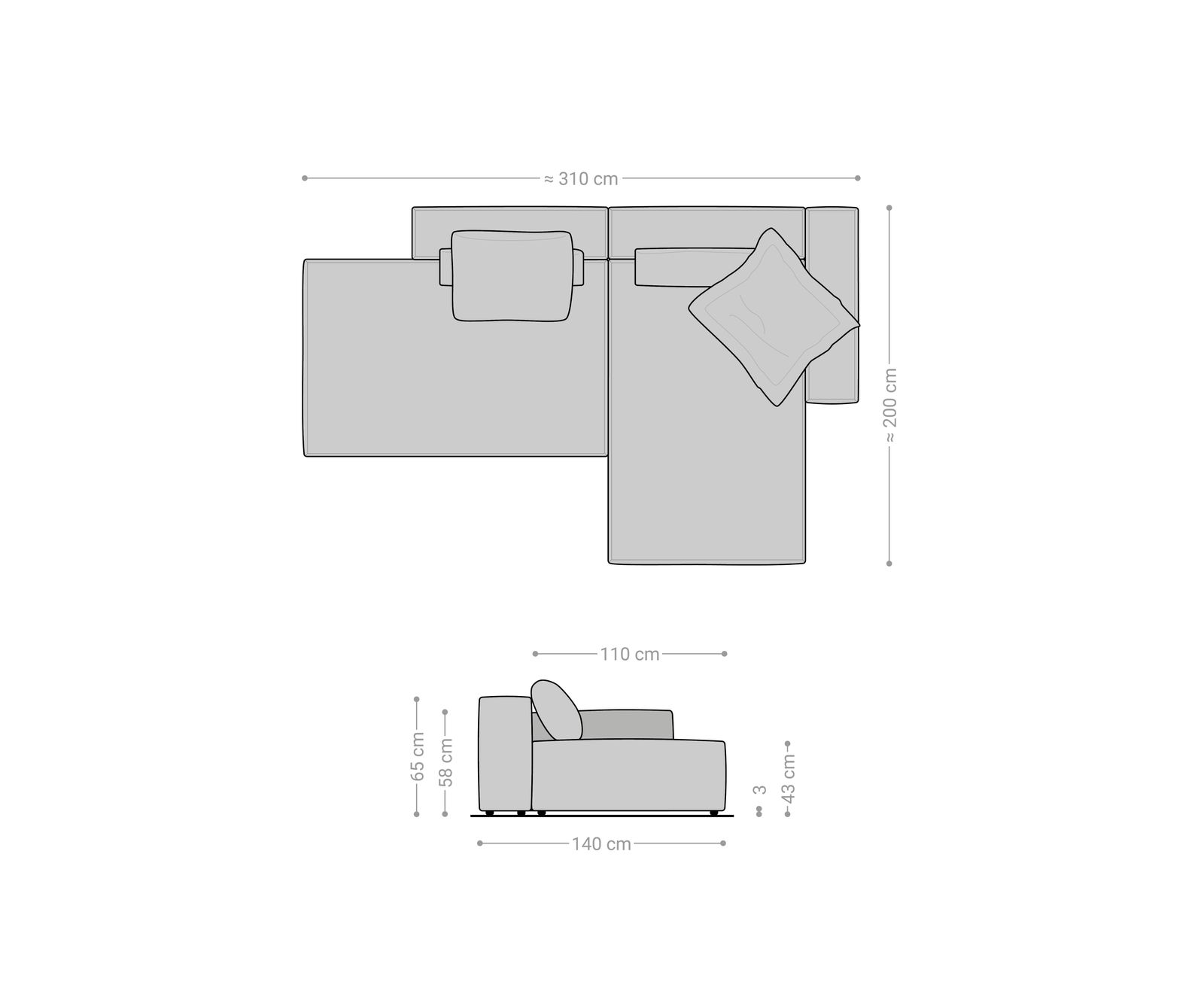 Rohová pohovka Freestyle 310x200 cm bouclé mäkký prešívaný béžová - Image 6