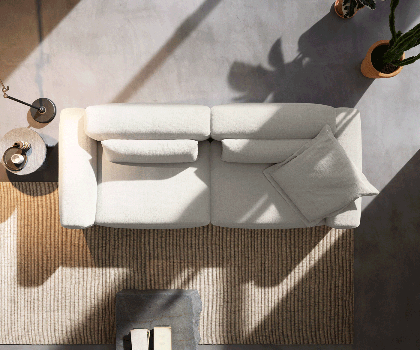 Veľká pohovka Freestyle 280x110 cm bouclé mäkká béžová prešívanie - Image 5