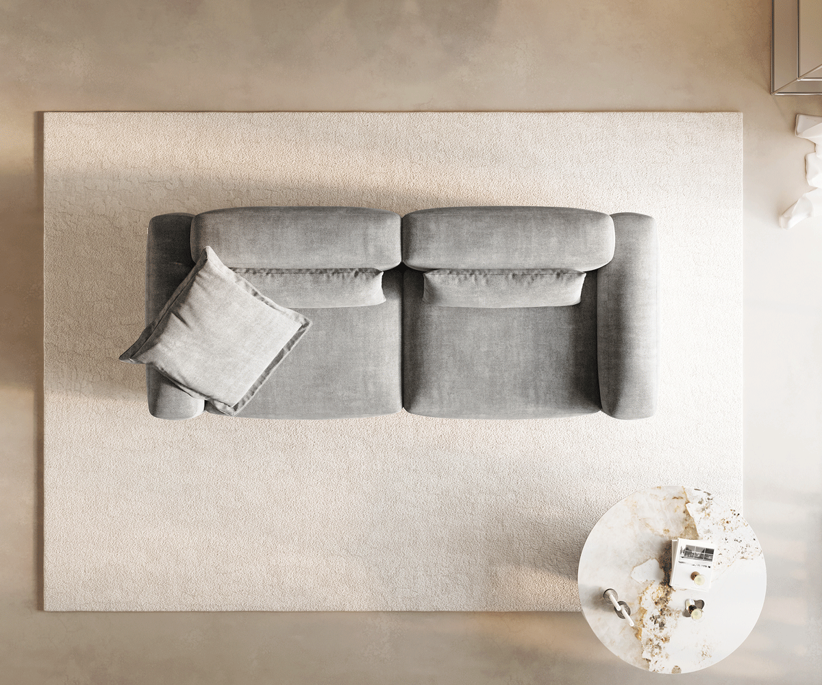 Veľká pohovka Freestyle 280x110 cm texturovaná látka mäkký sivá prešívanie - Image 6