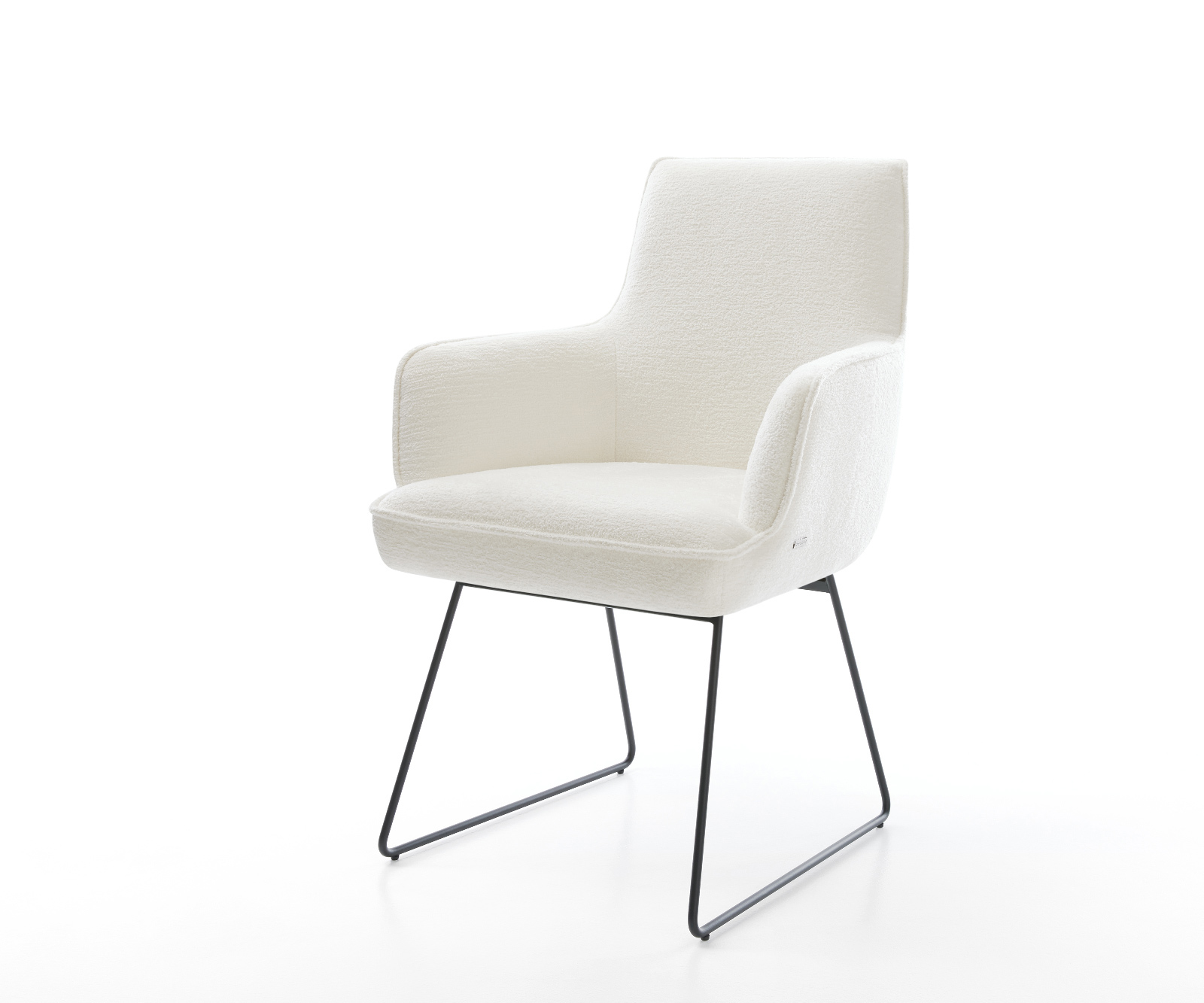 Jedálenská stolička Heira-Flex s opierkami bouclé mäkký béžová tenká podstava čierna vrecková pružina