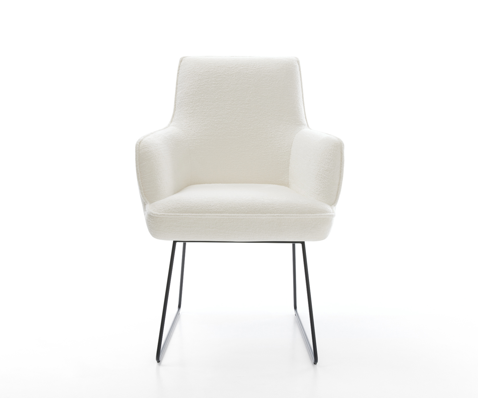 Jedálenská stolička Heira-Flex s opierkami bouclé mäkký béžová tenká podstava čierna vrecková pružina - Image 2