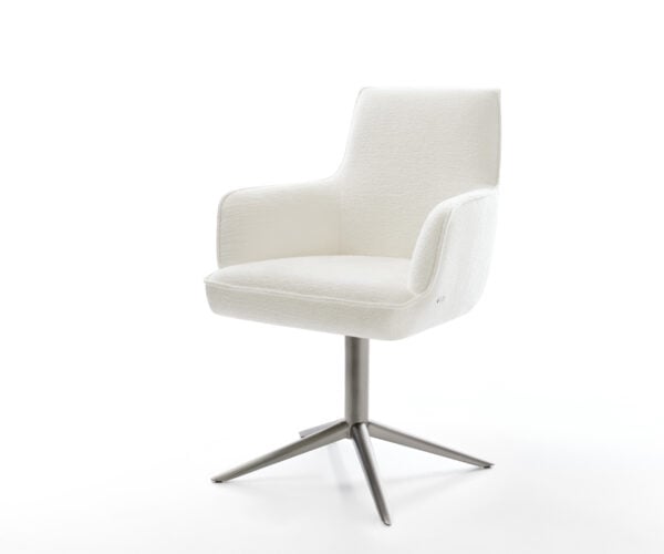 Jedálenská stolička Heira-Flex s opierkami bouclé mäkká béžová podstava grafit 360° otočná hojdacia funkcia vrecková pružina