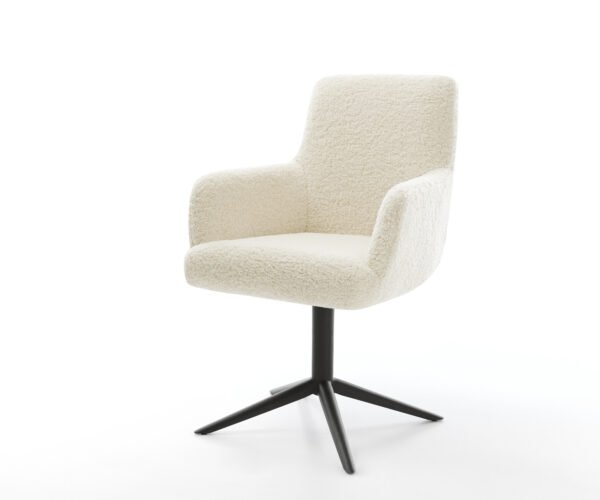 Jedálenská stolička Heira-Flex s opierkami teddy látka béžová čierna krížová podstava otočný 360° hojdacia funkcia vrecková pružina