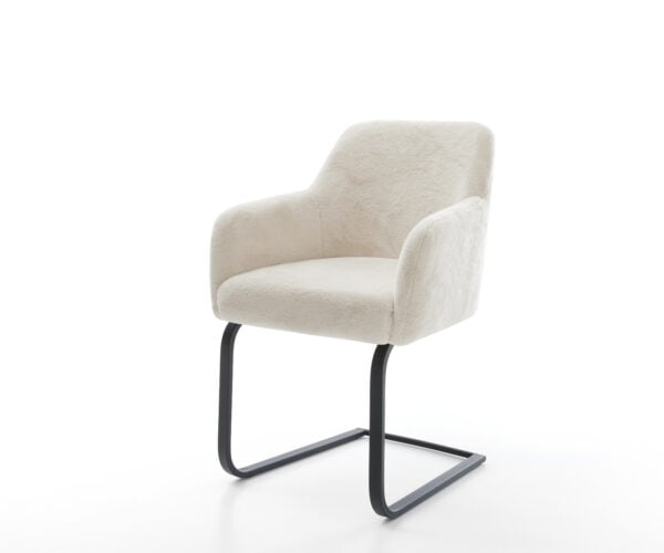 Konzolová jedálenská stolička Greg-Flex plyšový manšester krémovo biela konzolová jedálenská stolička plochá čierna vrecková pružina