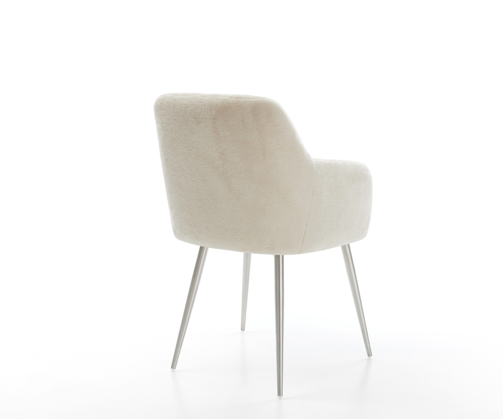 Jedálenská stolička Greg-Flex plyšový manšester krémovo biela 4-nohá zúžená nerezová oceľ vrecková pružina - Image 5