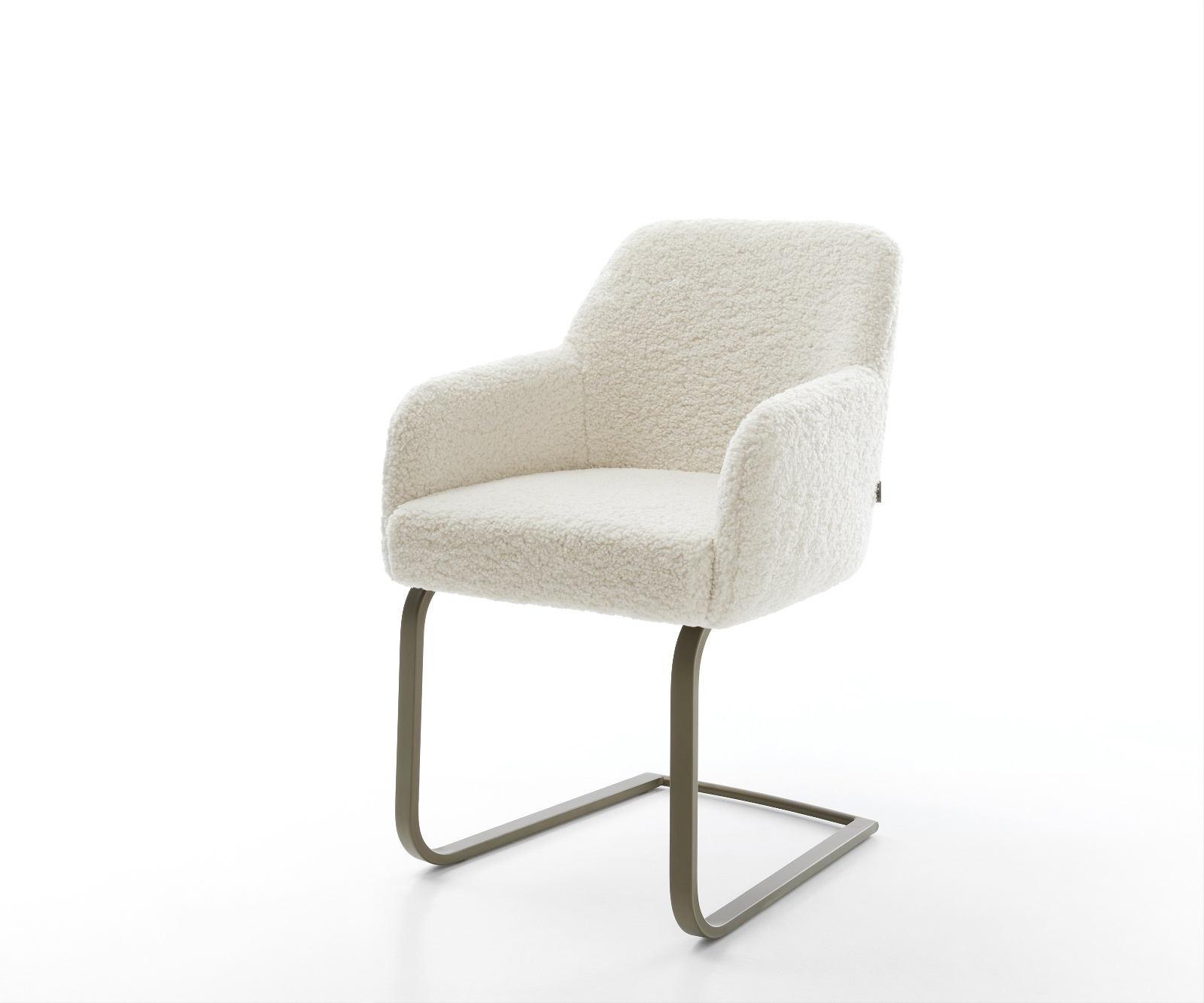 Konzolová jedálenská stolička Greg-Flex teddy látka béžová konzolová plochý podstava titánová farba vrecková pružina