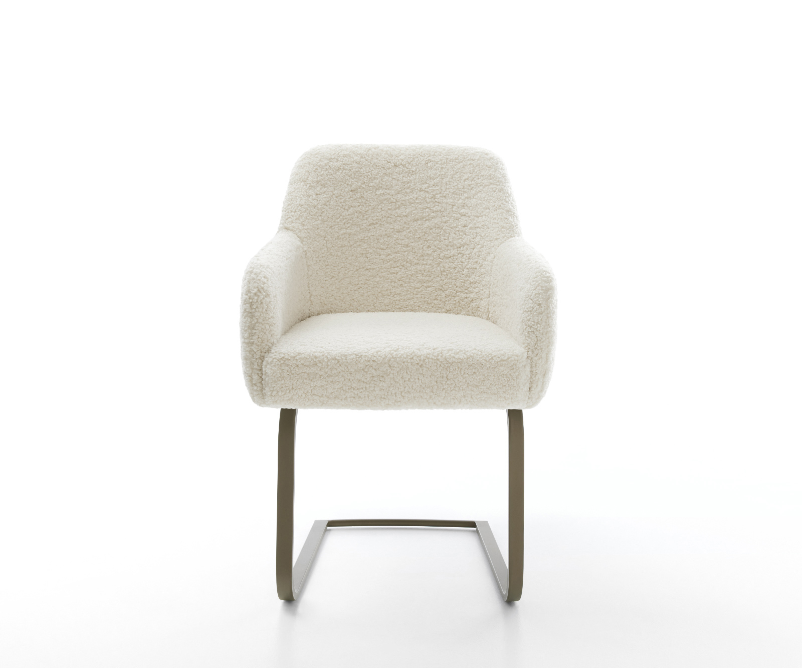 Konzolová jedálenská stolička Greg-Flex teddy látka béžová konzolová plochý podstava titánová farba vrecková pružina - Image 2