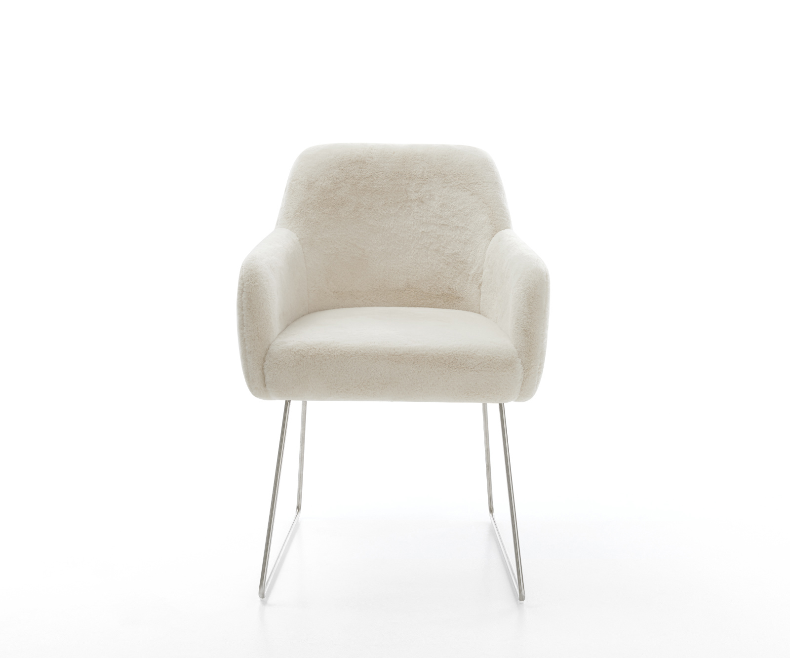 Jedálenská stolička Greg-Flex plyšový manšester krémovo biela tenká podstava nerezová oceľ vrecková pružina - Image 2