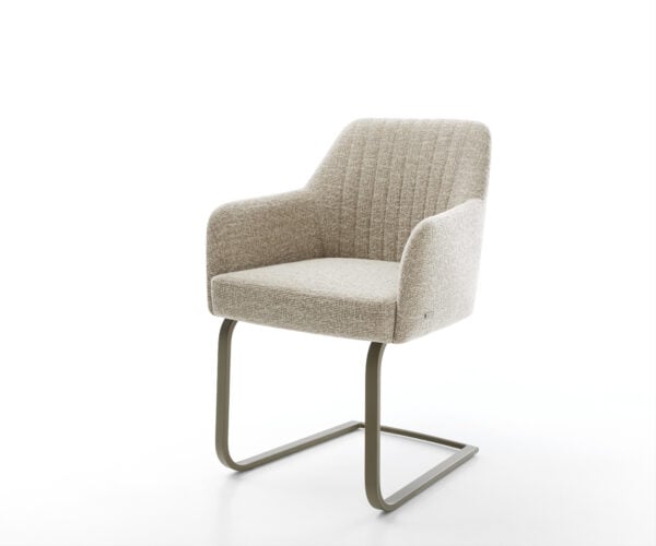 Konzolová jedálenská stolička Greg-Flex tkaná látka mäkká béžová konzolová jedálenská stolička plochá titánová farba vrecková pružina