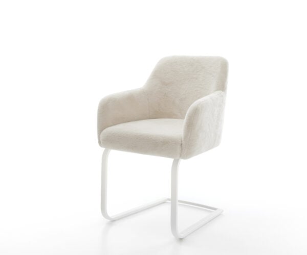 Konzolová jedálenská stolička Greg-Flex plyšový manšester krémovo biela konzolová jedálenská stolička plochá biela vrecková pružina