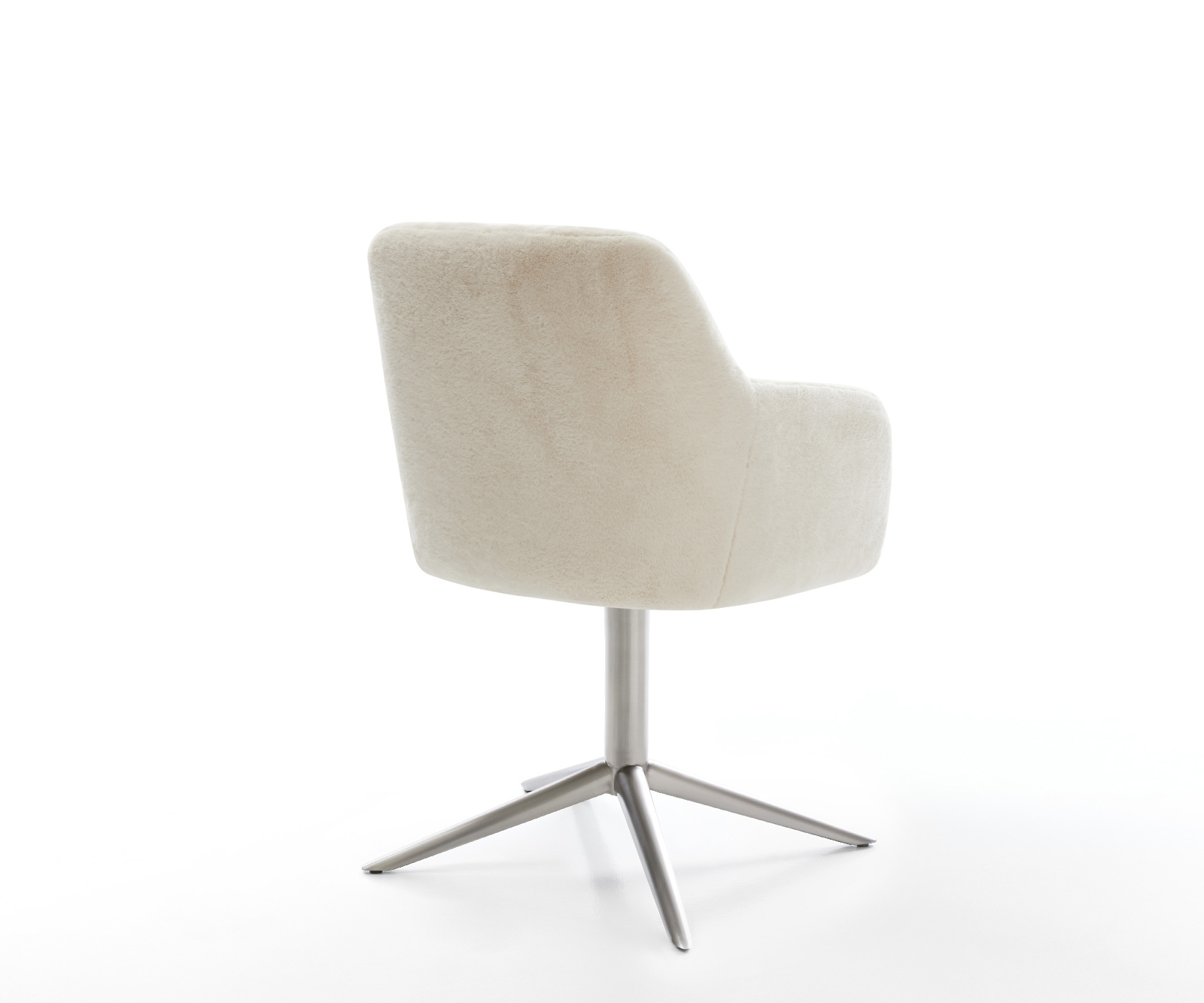 Jedálenská stolička Greg-Flex plyšový manšester krémovo biela krížová podstava nerezová oceľ 360° otočný hojdacia funkcia vrecková pružina - Image 5