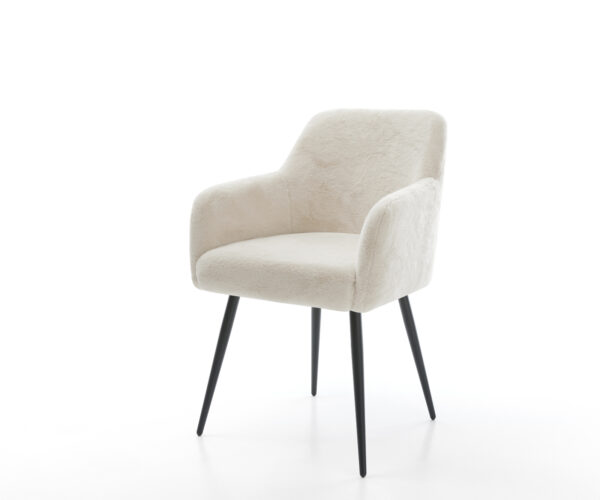 Jedálenská stolička Greg-Flex plyšový manšester krémovo biela 4-nohá zúžená čierna vrecková pružina