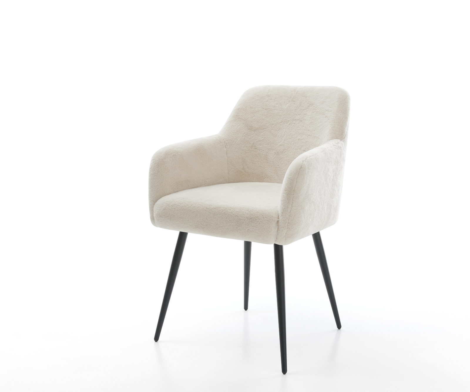 Jedálenská stolička Greg-Flex plyšový manšester krémovo biela 4-nohá zúžená čierna vrecková pružina